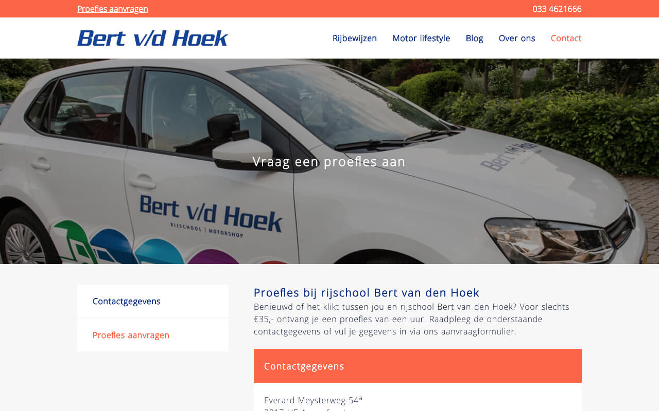 Website ontwikkeling voor Rijschool Bert van den Hoek
