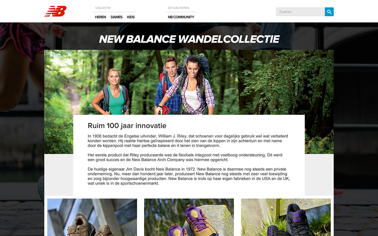 Actiepagina's voor New Balance Benelux