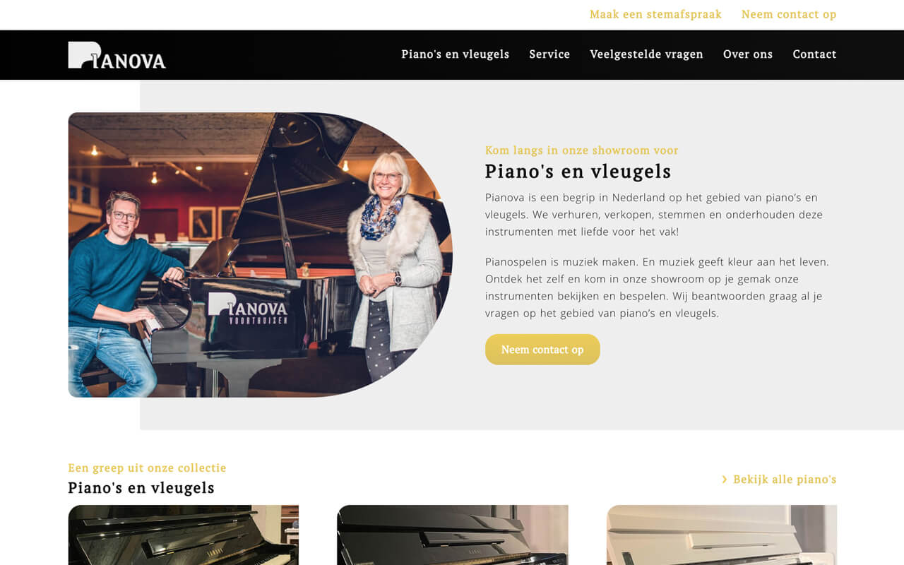 Website ontwikkeling voor Pianova