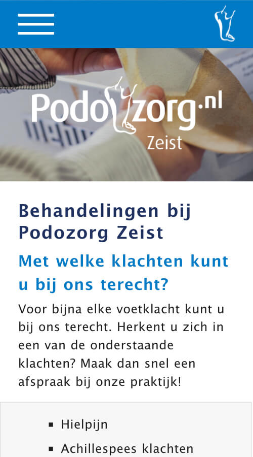 Website ontwikkeling voor Podozorg Nederland en haar vestigingen Website ontwikkeling voor Podozorg Nederland en haar vestigingen